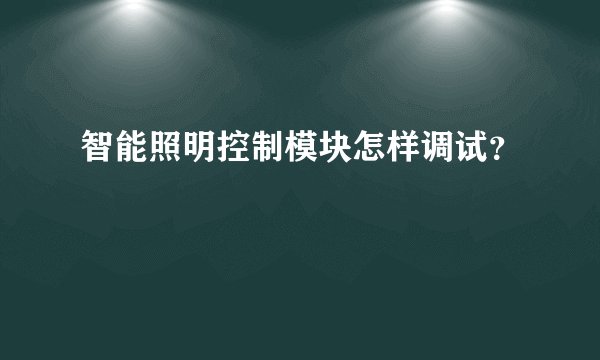 智能照明控制模块怎样调试？