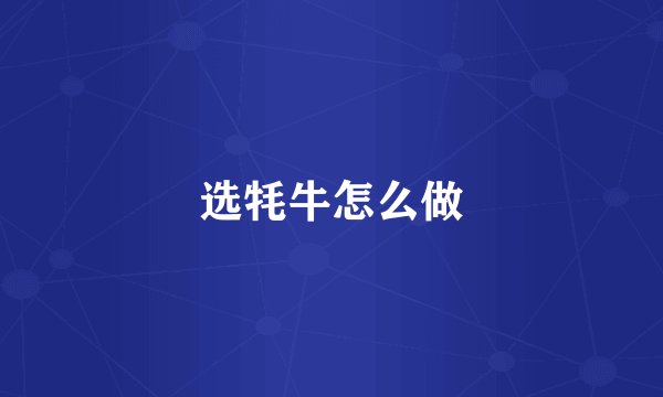 选牦牛怎么做