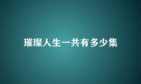 璀璨人生一共有多少集