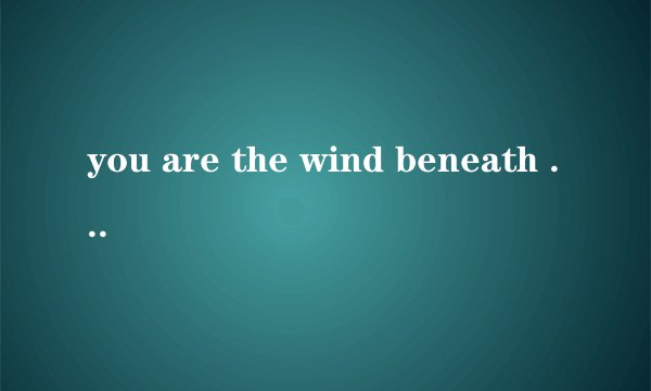 you are the wind beneath my wings,什么意思?