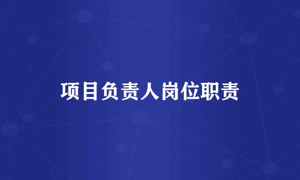 项目负责人岗位职责