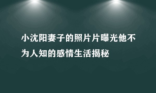 小沈阳妻子的照片片曝光他不为人知的感情生活揭秘