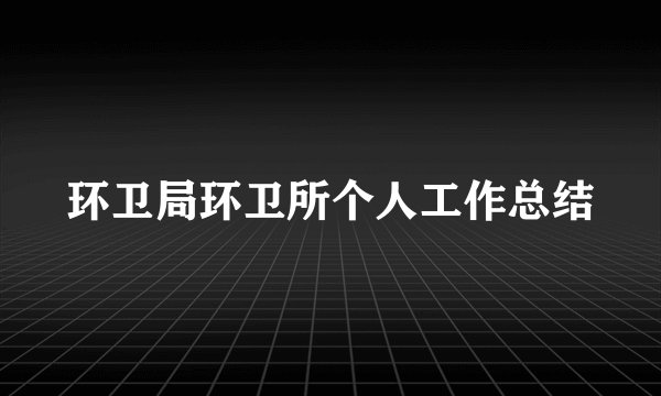 环卫局环卫所个人工作总结