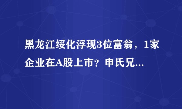 黑龙江绥化浮现3位富翁，1家企业在A股上市？申氏兄妹十分抢眼