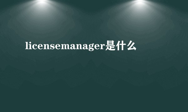 licensemanager是什么