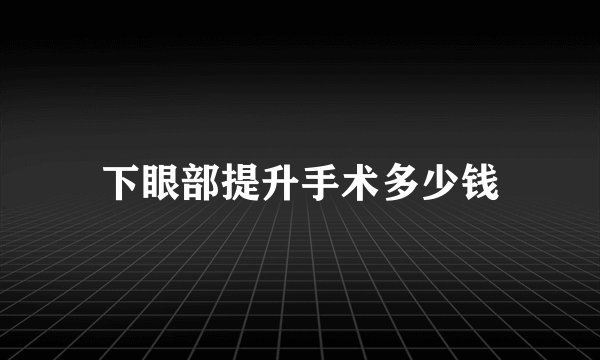 下眼部提升手术多少钱