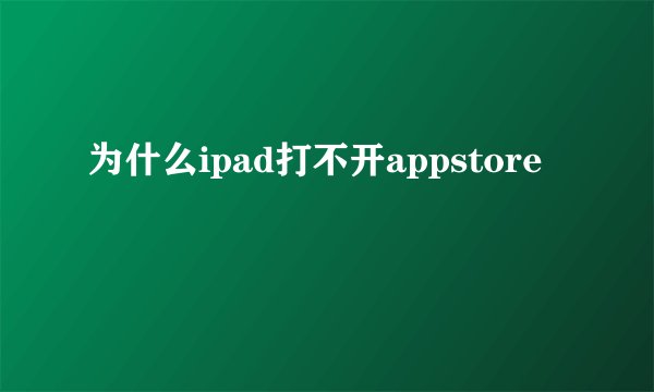 为什么ipad打不开appstore