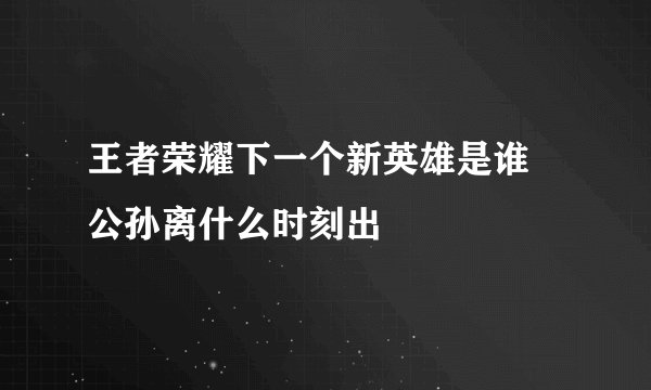 王者荣耀下一个新英雄是谁 公孙离什么时刻出