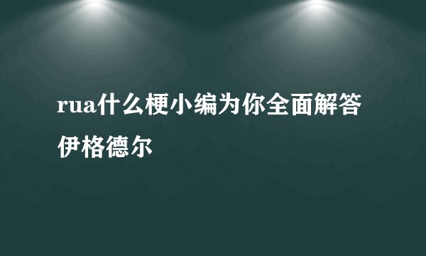 rua什么梗小编为你全面解答伊格德尔