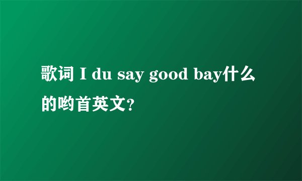 歌词 I du say good bay什么的哟首英文?