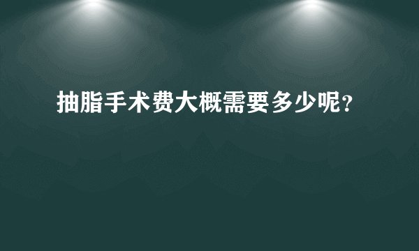 抽脂手术费大概需要多少呢?
