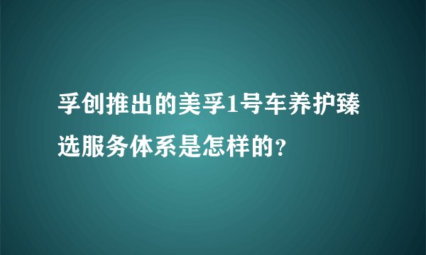 孚创推出的美孚1号车养护臻选服务体系是怎样的？
