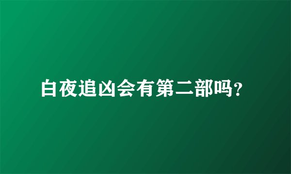 白夜追凶会有第二部吗？