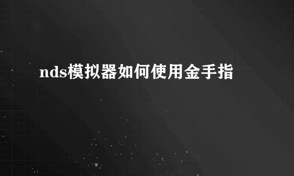 nds模拟器如何使用金手指
