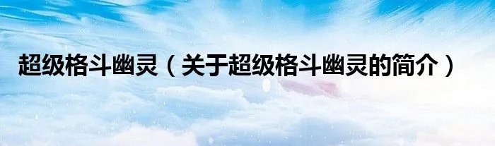 超级格斗幽灵（关于超级格斗幽灵的简介）