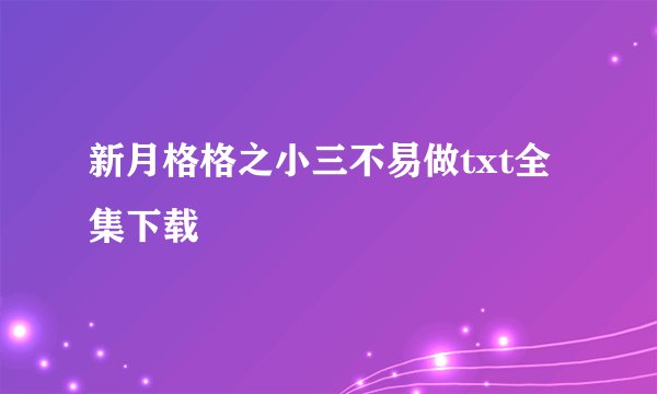 新月格格之小三不易做txt全集下载