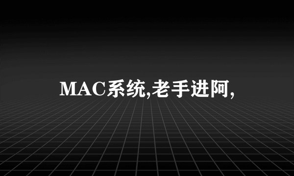 MAC系统,老手进阿,