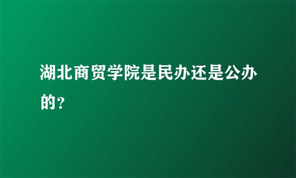 湖北商贸学院是民办还是公办的？
