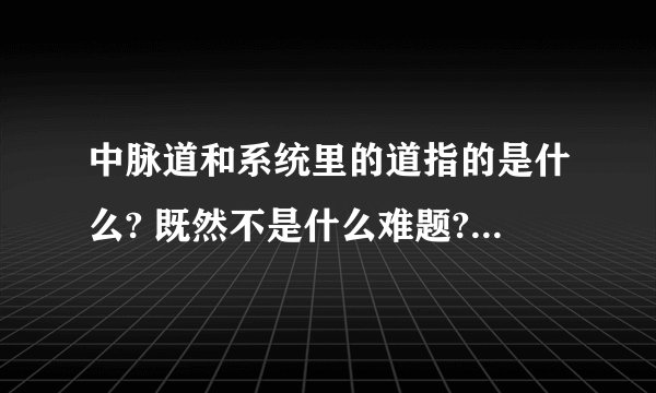 中脉道和系统里的道指的是什么? 既然不是什么难题?为什么到现在都解决不了啊?