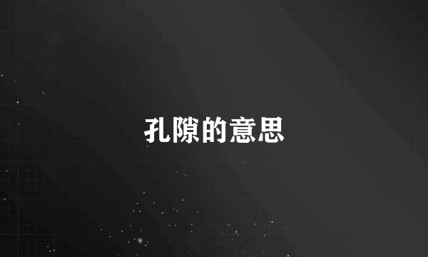 孔隙的意思