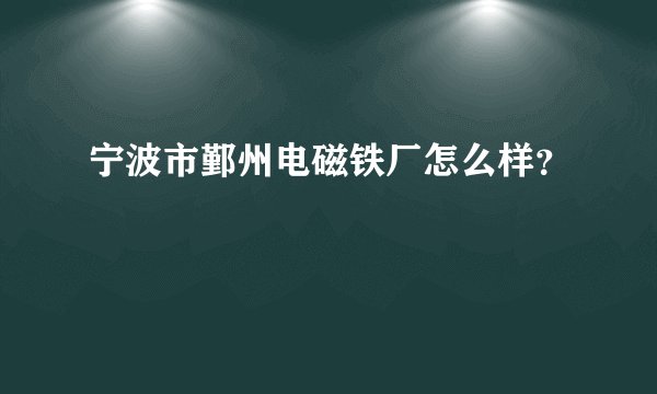 宁波市鄞州电磁铁厂怎么样？