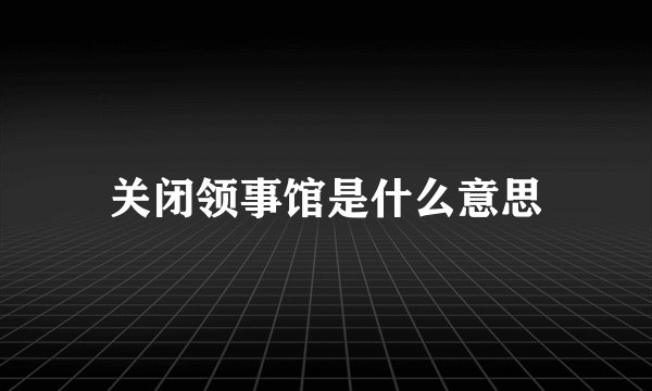 关闭领事馆是什么意思