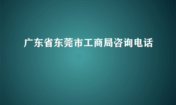 广东省东莞市工商局咨询电话