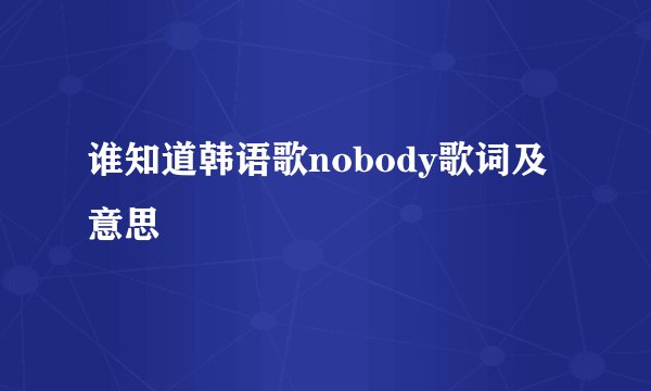 谁知道韩语歌nobody歌词及意思