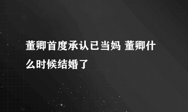 董卿首度承认已当妈 董卿什么时候结婚了