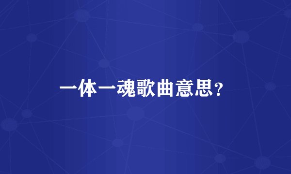 一体一魂歌曲意思？