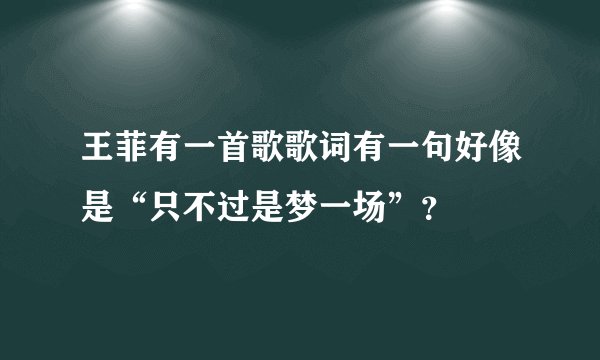王菲有一首歌歌词有一句好像是“只不过是梦一场”？
