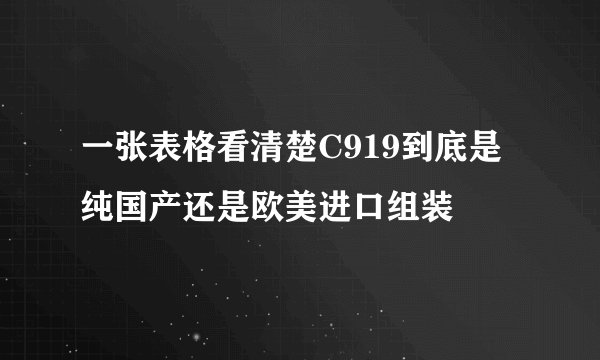 一张表格看清楚C919到底是纯国产还是欧美进口组装