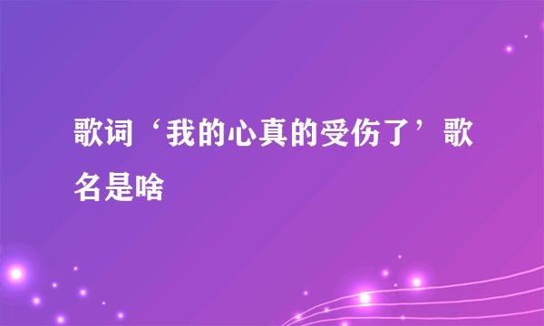 歌词‘我的心真的受伤了’歌名是啥