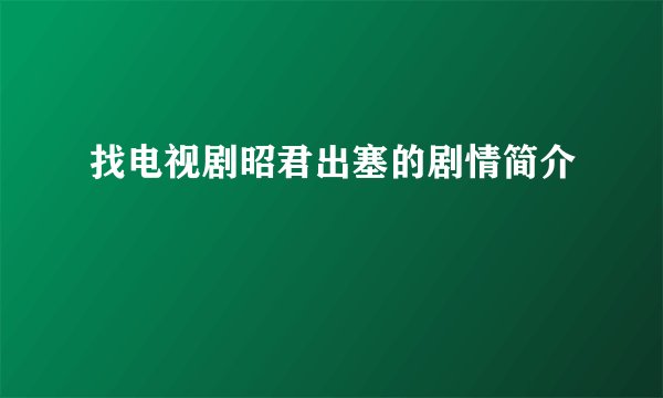 找电视剧昭君出塞的剧情简介