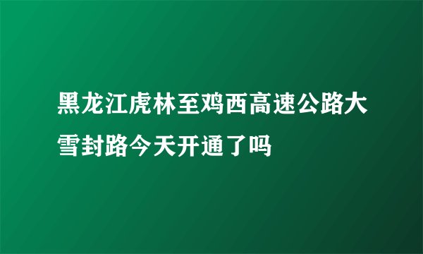 黑龙江虎林至鸡西高速公路大雪封路今天开通了吗