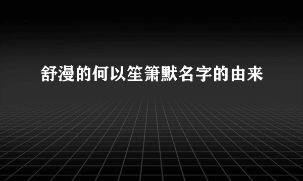 舒漫的何以笙箫默名字的由来