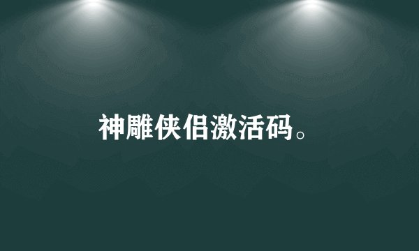 神雕侠侣激活码。
