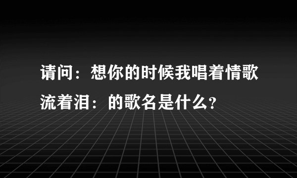 请问:想你的时候我唱着情歌流着泪:的歌名是什么?