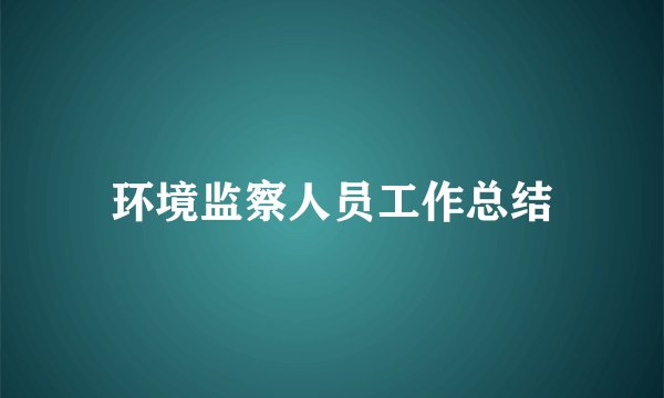 环境监察人员工作总结