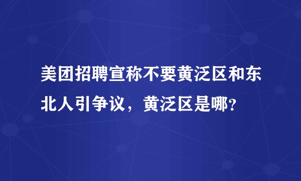 美团招聘宣称不要黄泛区和东北人引争议，黄泛区是哪？