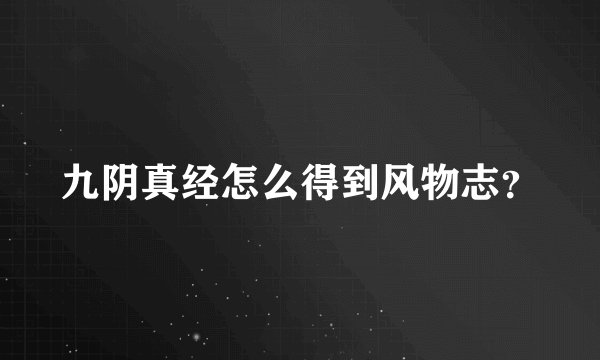 九阴真经怎么得到风物志？