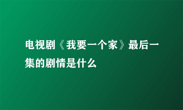 电视剧《我要一个家》最后一集的剧情是什么