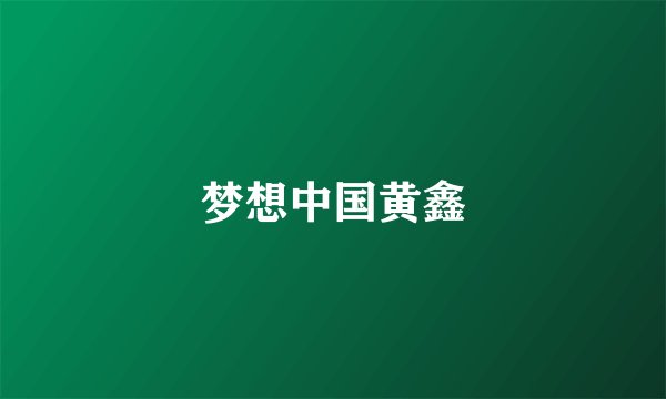 梦想中国黄鑫