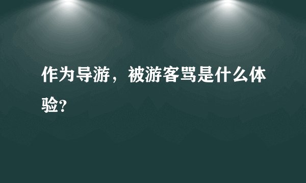 作为导游，被游客骂是什么体验？
