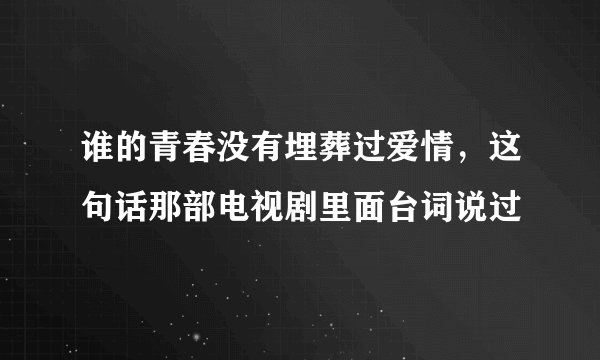 谁的青春没有埋葬过爱情,这句话那部电视剧里面台词说过