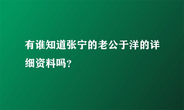 有谁知道张宁的老公于洋的详细资料吗？