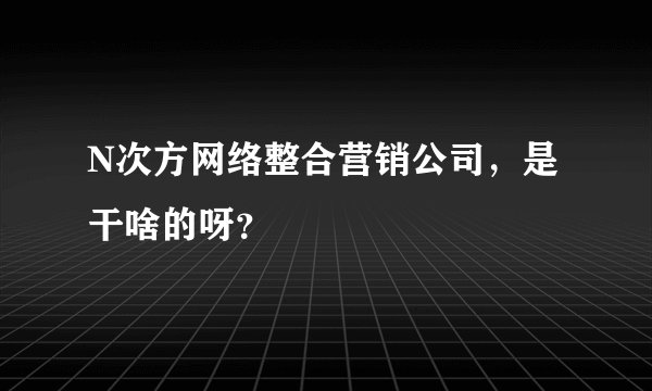 N次方网络整合营销公司，是干啥的呀？