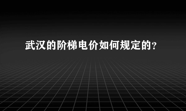 武汉的阶梯电价如何规定的？