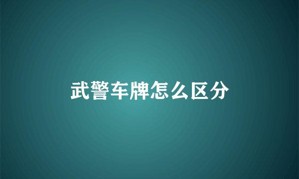 武警车牌怎么区分