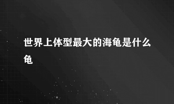 世界上体型最大的海龟是什么龟